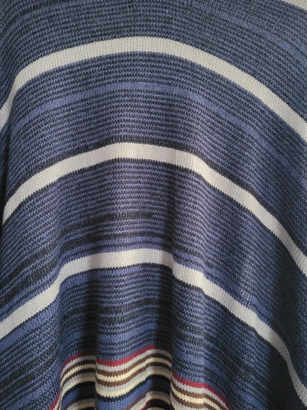 Modena Blue & Red Striped Knit Shawl Poncho | One Size | NWOT - Picture 8 of 16